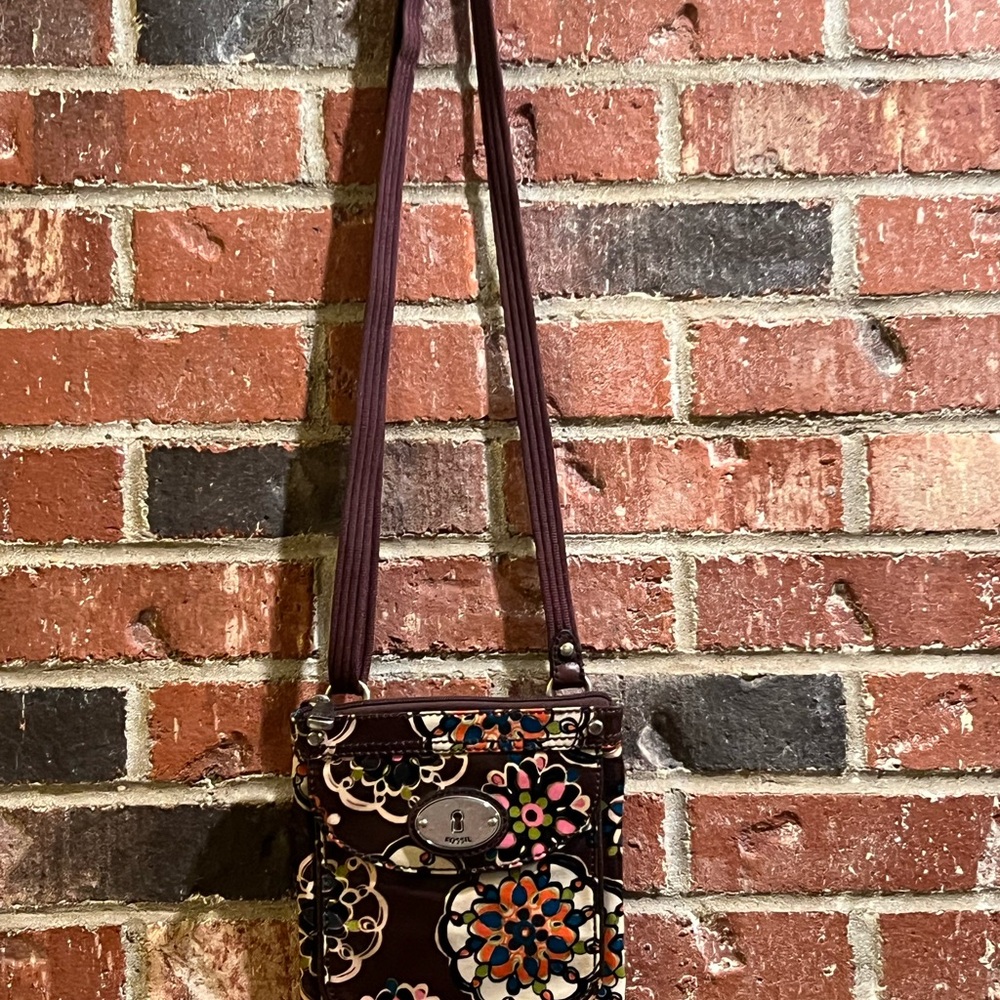 FOSSIL KEY-PER FLOWERS CROSSBODY MESSENGER SHOULDER PURSE HANDBAG